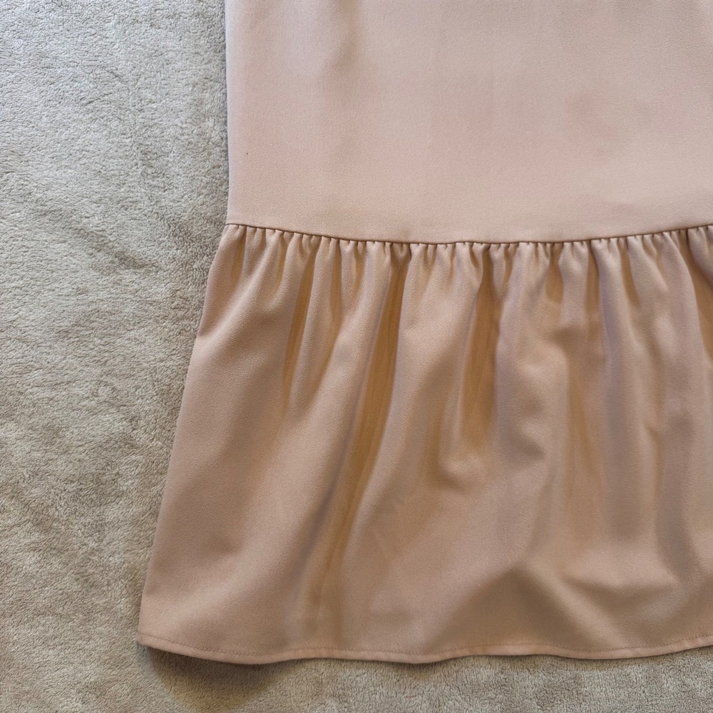 Neutral Blush Midi Dress Quiet Luxury Old Money Minimalist Wedding Guest SZ L - Picture 5 of 12